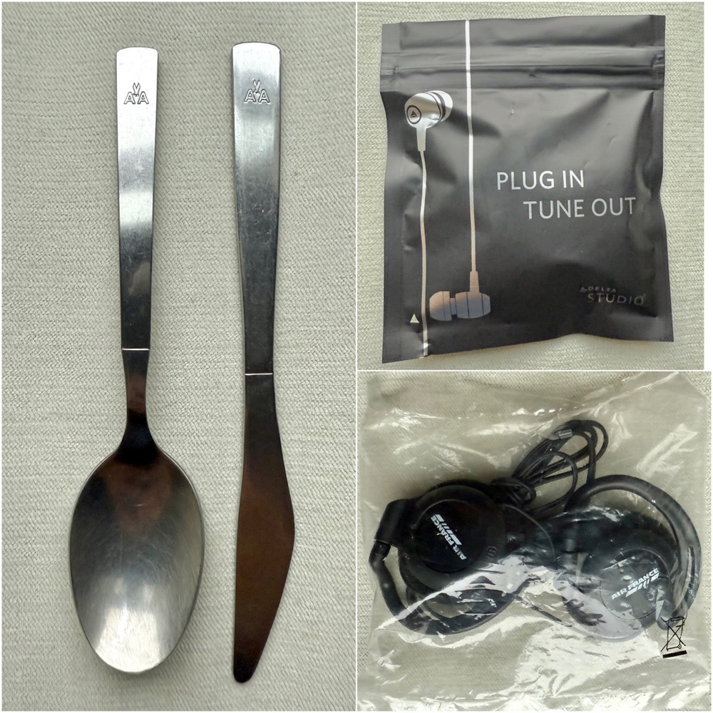 VINTAGE AIRLINE MEMORABILIA - AMERICAN AIRLINES, DELTA, AIR FRANCE - KNIFE SPOON